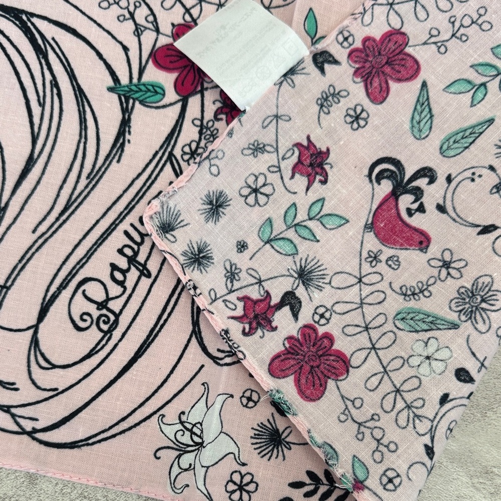 Disney Princess Floral Scarf - Pink and Black vintage handkerchief - Picture 4 of 8